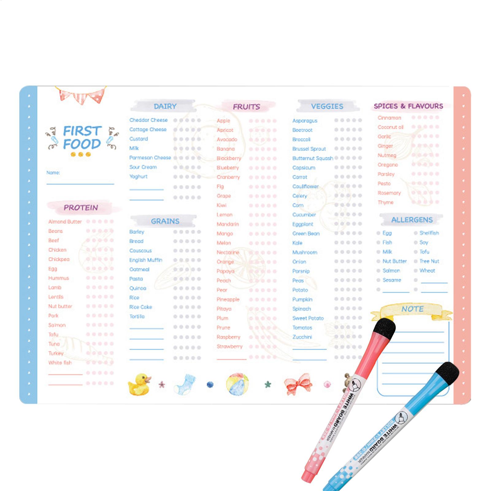 Baby Food Chart - Magnetyczna tablica pierwszych posiłków dla niemowląt,